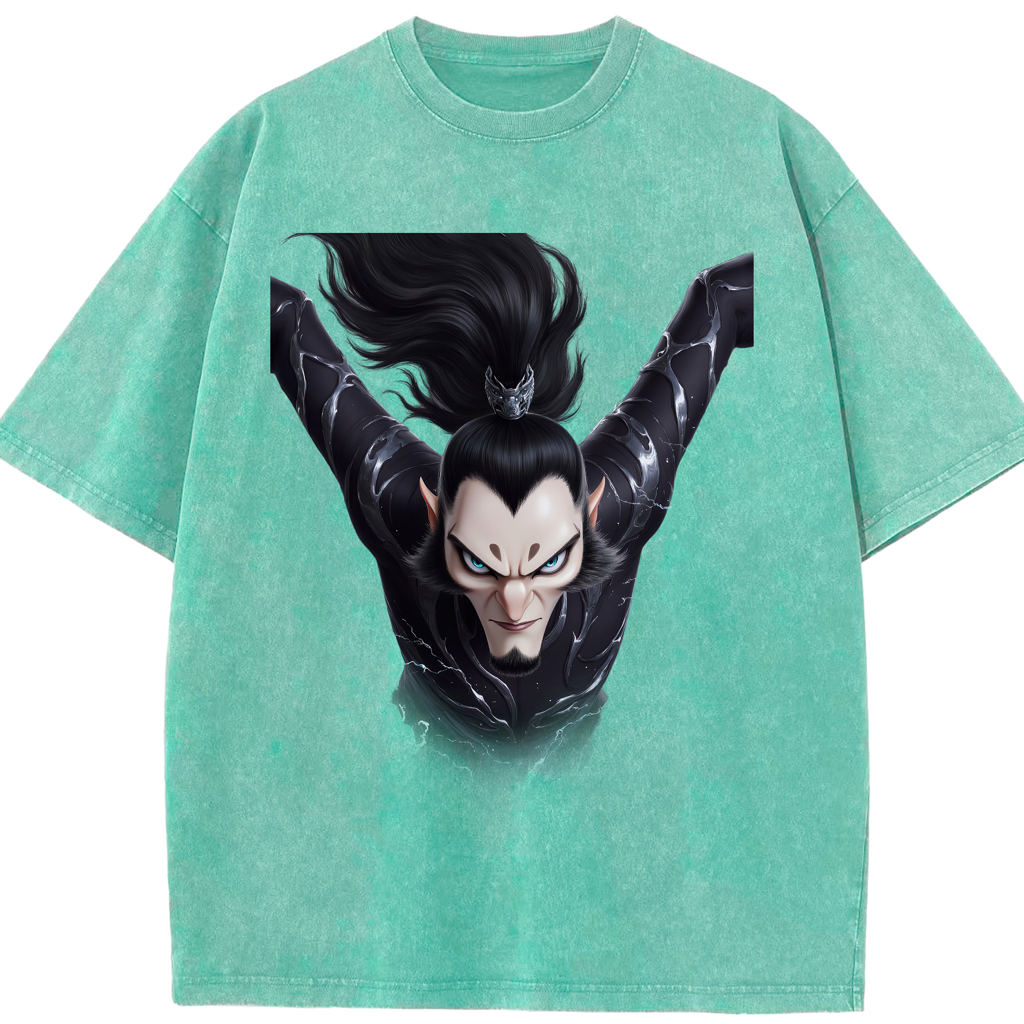 （画像用） Ne Zha 2 ナタ 魔童の大暴れ 綿100% ヴィンテージ風 半袖Tシャツ（フロントプリント）